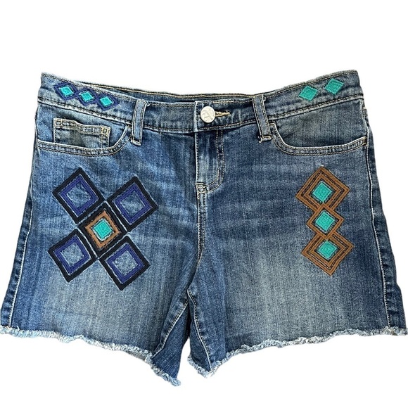 Allen B. By Allen Schwartz Cut Off Denim Shorts with Embroidery - Picture 1 of 11